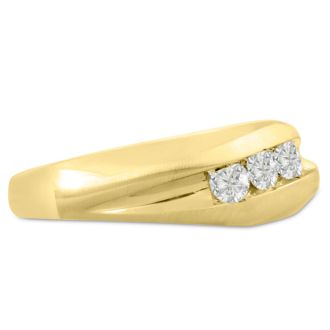 Men's 1/3ct Diamond Ring In 14K Yellow Gold, G-H, I2-I3