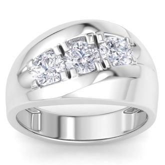 Men's 1ct Diamond Ring In 10K White Gold