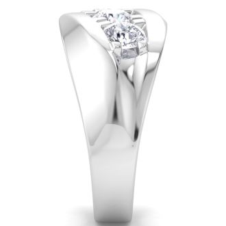 Men's 1ct Diamond Ring In 10K White Gold