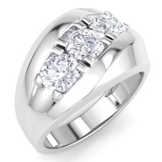 Men's 1ct Diamond Ring In 14K White Gold