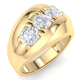 Men's 1ct Diamond Ring In 14K Yellow Gold