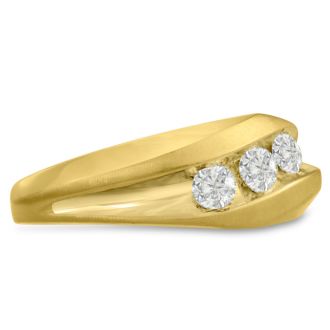 Men's 3/4ct Diamond Ring In 10K Yellow Gold