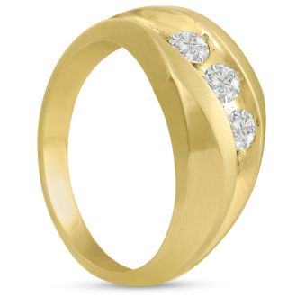 Men's 3/4ct Diamond Ring In 10K Yellow Gold