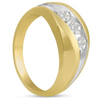 Men's 3/4ct Diamond Ring In 10K Two-Tone Gold, G-H, I2-I3