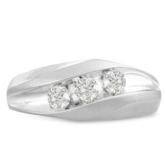 Men's 3/4ct Diamond Ring In 14K White Gold