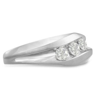 Men's 3/4ct Diamond Ring In 14K White Gold