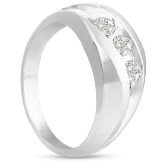 Men's 3/4ct Diamond Ring In 14K White Gold