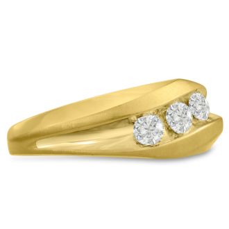 Men's 3/4ct Diamond Ring In 14K Yellow Gold