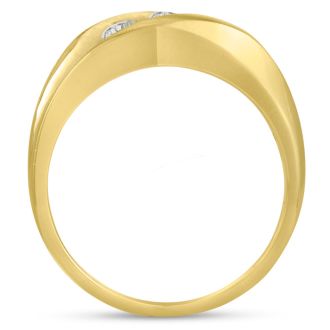 Men's 3/4ct Diamond Ring In 14K Yellow Gold