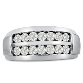Men's 1ct Diamond Ring In 10K White Gold