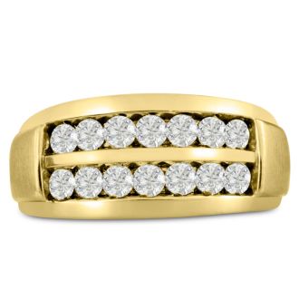 Men's 1ct Diamond Ring In 14K Yellow Gold