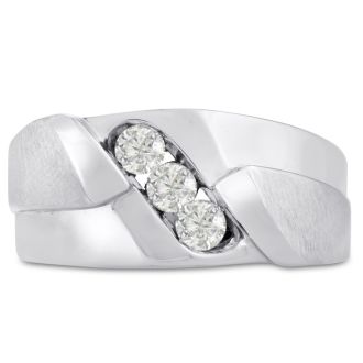 Men's 1/2ct Diamond Ring In 14K White Gold, G-H, I2-I3