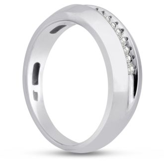 Men's 1/4ct Diamond Ring In 14K White Gold, I-J-K, I1-I2