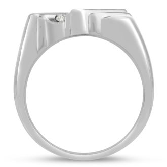 Men's 1/4ct Diamond Ring In 10K White Gold