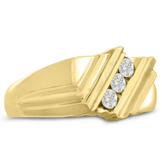 Men's 1/4ct Diamond Ring In 10K Yellow Gold