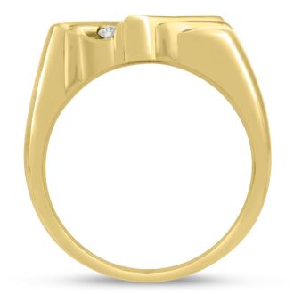 Men's 1/4ct Diamond Ring In 10K Yellow Gold