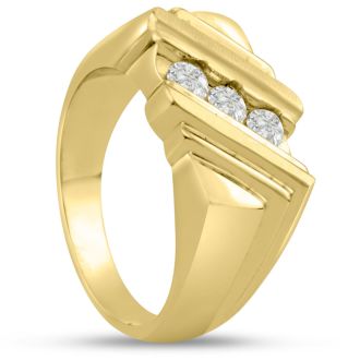 Men's 1/4ct Diamond Ring In 10K Yellow Gold