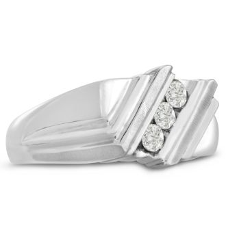 Men's 1/4ct Diamond Ring In 14K White Gold