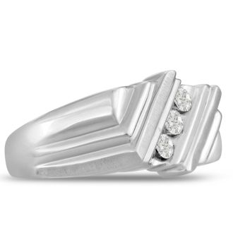 Men's 1/2ct Diamond Ring In 10K White Gold