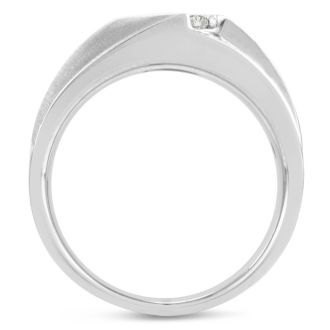 Men's 1/3ct Diamond Ring In 10K White Gold, I-J-K, I1-I2
