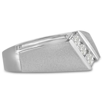 Men's 1/3ct Diamond Ring In 14K White Gold, G-H, I2-I3