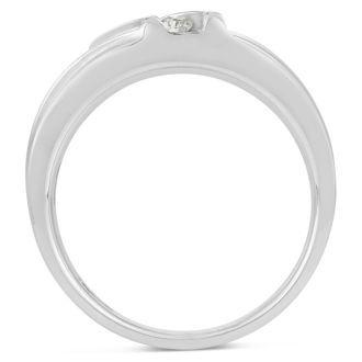 Men's 1/4ct Diamond Ring In 10K White Gold