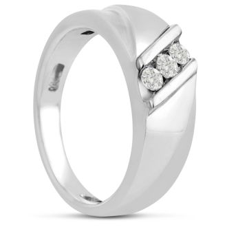 Men's 1/4ct Diamond Ring In 10K White Gold