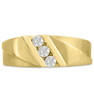Men's 1/4ct Diamond Ring In 10K Yellow Gold