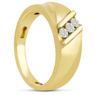 Men's 1/4ct Diamond Ring In 10K Yellow Gold