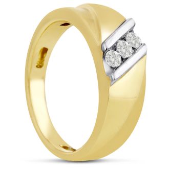 Men's 1/4ct Diamond Ring In 10K Two-Tone Gold, I-J-K, I1-I2