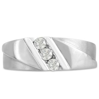 Men's 1/4ct Diamond Ring In 14K White Gold
