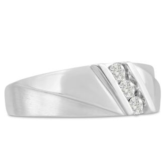 Men's 1/4ct Diamond Ring In 14K White Gold