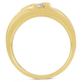 Men's 1/4ct Diamond Ring In 14K Yellow Gold