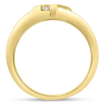 Men's 1/4ct Diamond Ring In 10K Yellow Gold