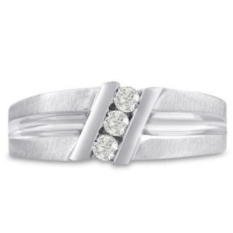 Men's 1/4ct Diamond Ring In 14K White Gold