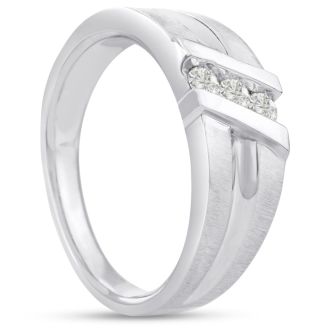 Men's 1/4ct Diamond Ring In 14K White Gold