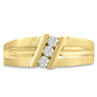 Men's 1/4ct Diamond Ring In 14K Yellow Gold, G-H, I2-I3