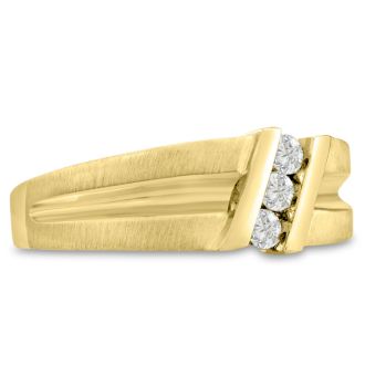 Men's 1/4ct Diamond Ring In 14K Yellow Gold