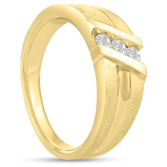 Men's 1/4ct Diamond Ring In 14K Yellow Gold