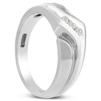 Men's 1/10ct Diamond Ring In 10K White Gold