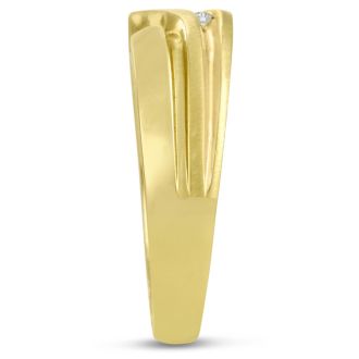 Men's 1/10ct Diamond Ring In 10K Yellow Gold