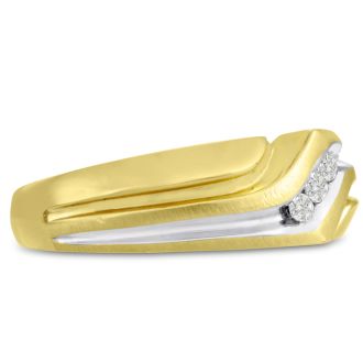 Men's 1/10ct Diamond Ring In 10K Two-Tone Gold