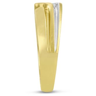 Men's 1/10ct Diamond Ring In 10K Two-Tone Gold