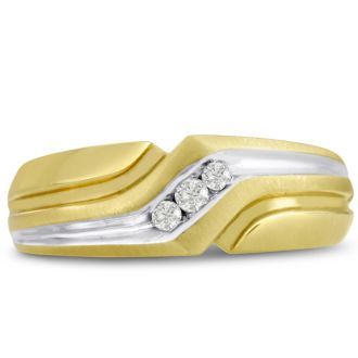 Men's 1/10ct Diamond Ring In 14K Two-Tone Gold