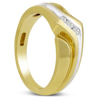 Men's 1/10ct Diamond Ring In 14K Two-Tone Gold, I-J-K, I1-I2