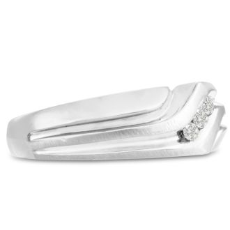 Men's 1/10ct Diamond Ring In 14K White Gold
