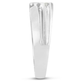 Men's 1/10ct Diamond Ring In 14K White Gold