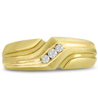 Men's 1/10ct Diamond Ring In 14K Yellow Gold