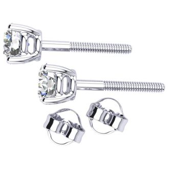 1/2 Carat Round Diamond Stud Earrings In Platinum