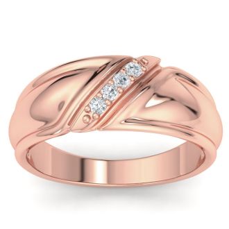 Men's 1/10ct Diamond Ring In 10K Rose Gold, I-J-K, I1-I2